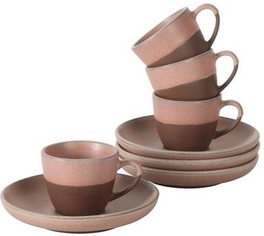 Gibson Elite William Crest 8 Piece Cup & Saucer -3.5oz Espresso Cups, 5.5"" Saucers Reactive Stoneware Set"
