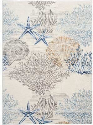 Nourison Pompeii Coastal Beach Shells and Coral Area Rug