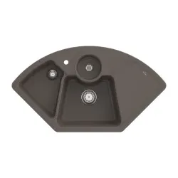 670801TR Solo Eck Timber Keramikspüle Handbetätigung Eckspüle 90 cm Unterschrank