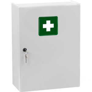 Leina-Werke Verbandschrank Cura 22062, hängend, DIN 13169, für Betriebe, abschließbar, weiß, aus Kunststoff, 32 x 42 cm