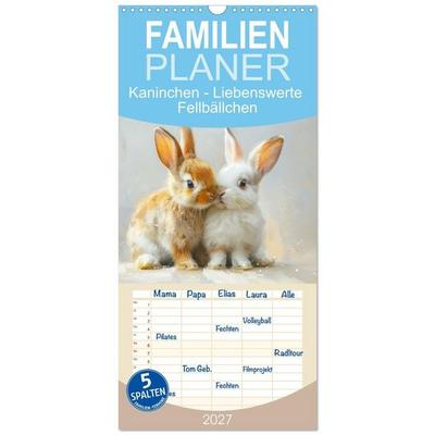 Familienplaner 2027 - Kaninchen - Liebenswerte Fellbällchen mit 5 Spalten (Wandkalender, 21 x 45 cm) CALVENDO