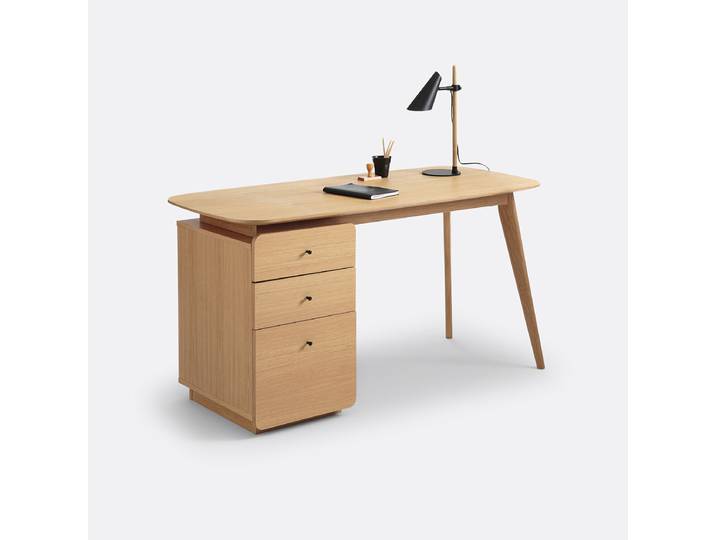 LA REDOUTE Bureau 3 tiroirs BIFACE Beige Chêne