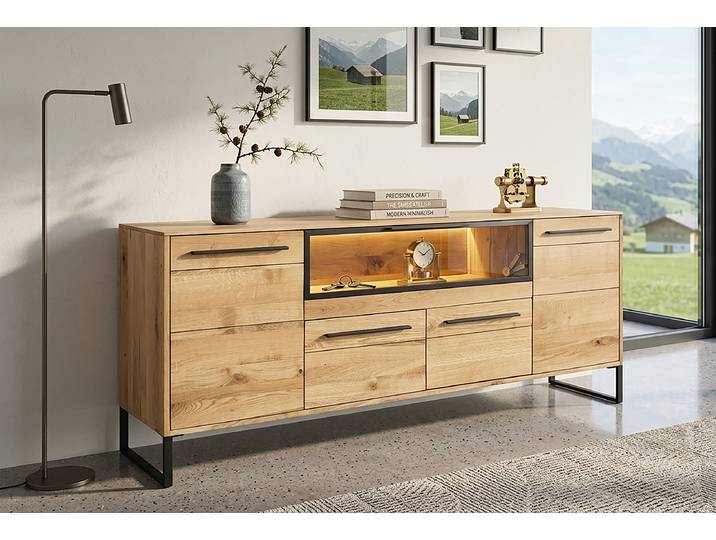Beleuchtetes Sideboard 175 x 75 x 40cm Holz/Braun
