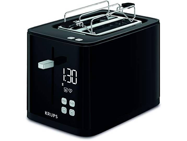 Krups KH641810 Smart'n Light broodrooster broodrooster met twee sneden digitaal display 7 bruiningsniveaus verwijderbare kruimelbak aftellen hefapparaat zwart