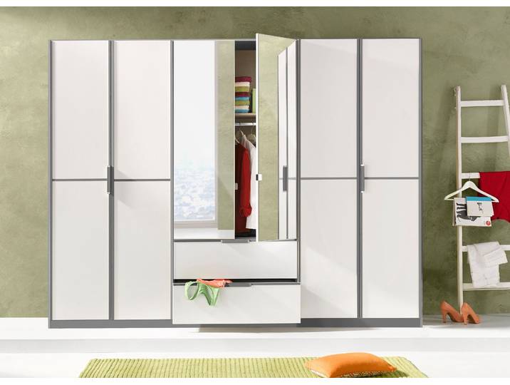 Kleiderschrank, Holzwerkstoff, Grau