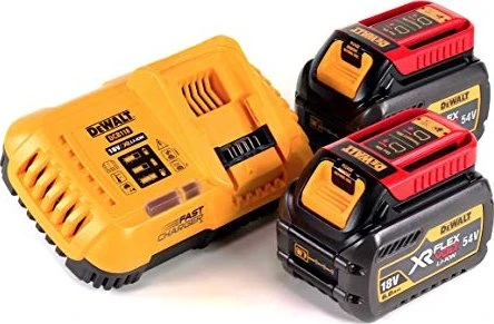 Dewalt XR FLEXVOLT Akku Starterkit DCB118T2, inkl. 2x Akku 54Volt 2Ah (gelb/schwarz, 54Volt 2Ah oder 18Volt 6Ah, Schnellladegerät DCB118)