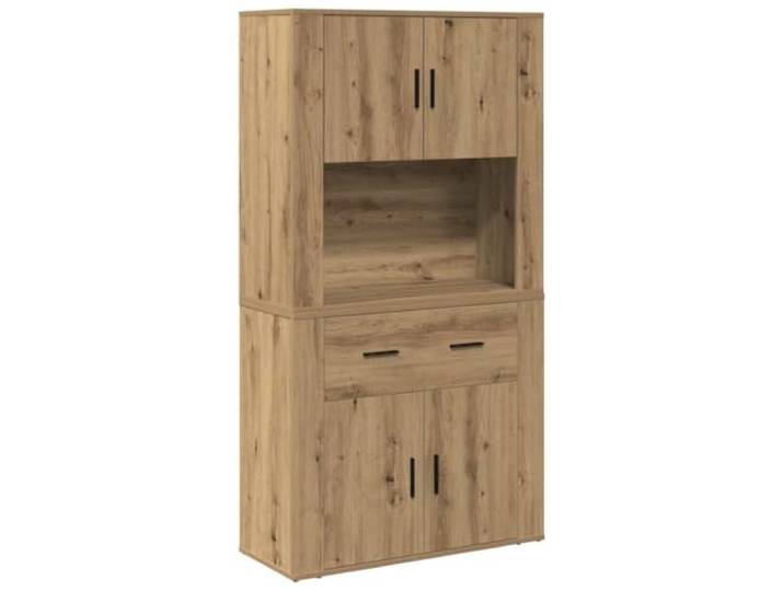 GHVBNMF Highboard Set 2 STK Artisan-Eiche 80x33x150 cm Holzwerkstoff Praktischer Schrank im Artisan-Eiche-Look für Wohnzimmer und Essbereich mit 4 Türen und Schublade für viel Ordnung.