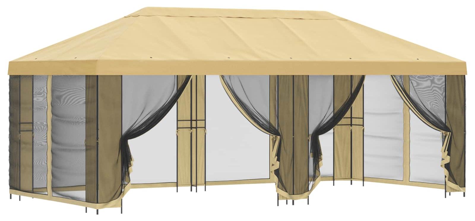 Garten Pavillon mit Seitenwänden 6 x 3 m Creme