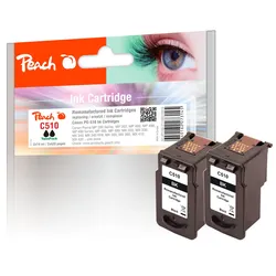 Peach Doppelpack Druckköpfe schwarz kompatibel zu Canon PG-510BK*2, 2970B001