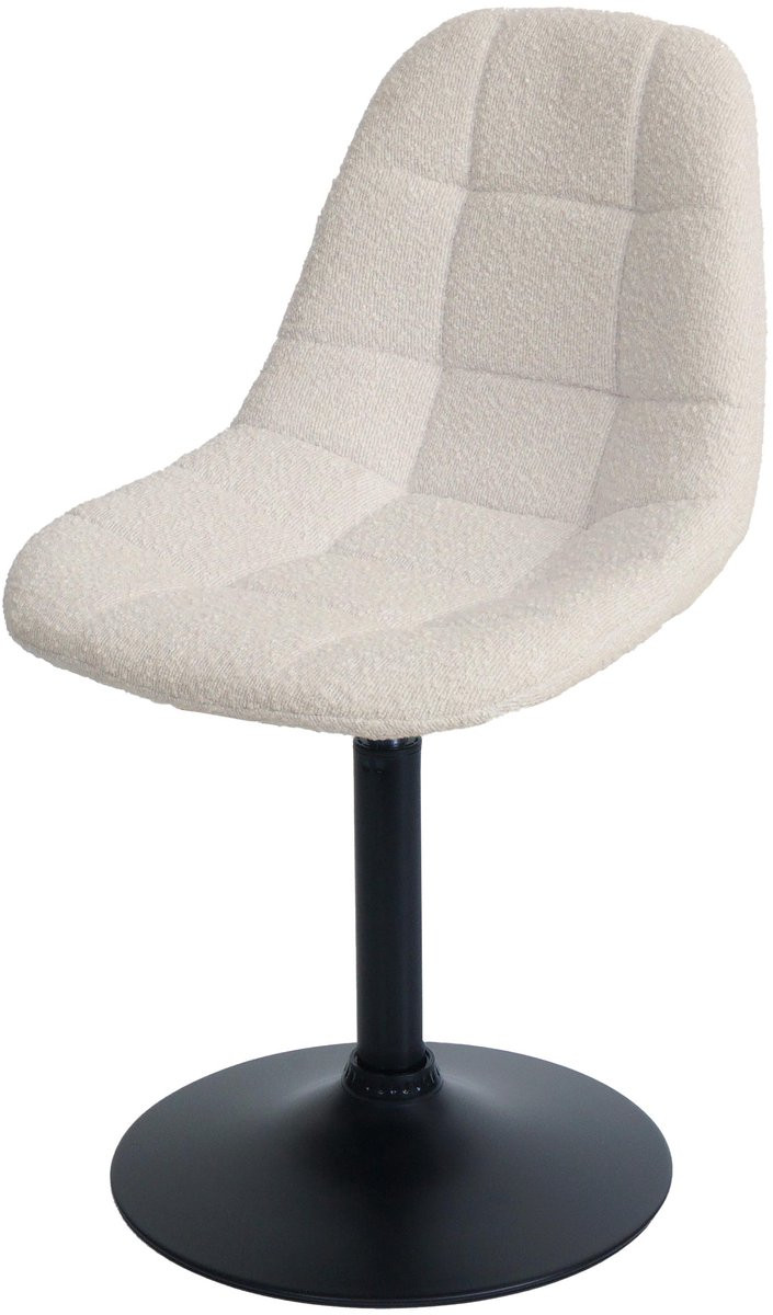 Eetkamerstoel MCW-A60 draaistoel met stalen onderstel en beige bouclé textiel