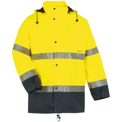 PLANAM Herren Warnschutz-Parka Klasse 3 2057 EN ISO 20471 warngelb/marine