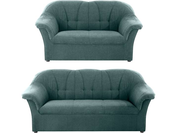 Polstergarnitur DOMO COLLECTION Pegnitz , blau (petrol), Chenille-Optik, 95% Polyester, 5% Nylon, Sitzmöbel-Sets, Polstergarnitur, 3-Sitzer & 2-Sitzer-Set