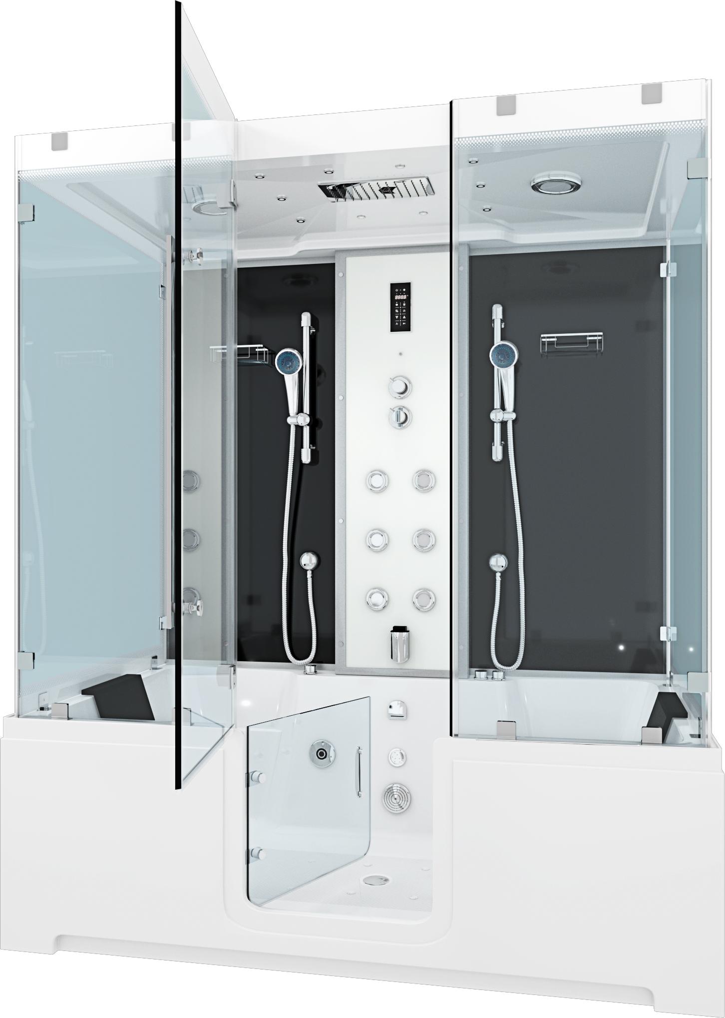 Kombination Badewanne Dusche K88-SW-EH-B-EC-EA Duschtempel 180x100 cm 2K Scheibenversiegelung