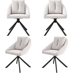 MODFU Esszimmerstuhl Drehstuhl Set 4 Samt Beige 79x59x65 cm mit Rollen ergonomische Rückenlehne, Metallgestell stabil, modern für Küche und Büro