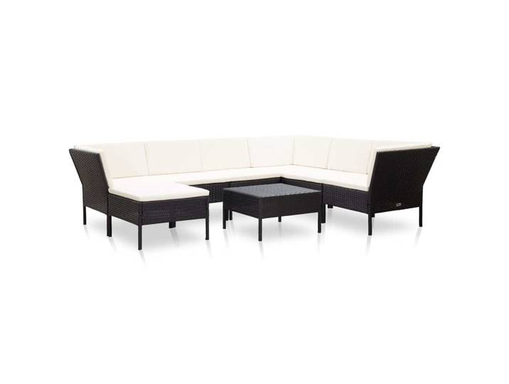 vidaXL 8-tlg. Set de salon de jardin avec auflagen Poly Rattan Schwarz