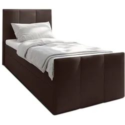 BOXBETT LEVENTE 80x200 cm mit Bettkasten und Matratze - Braun + TOPPER