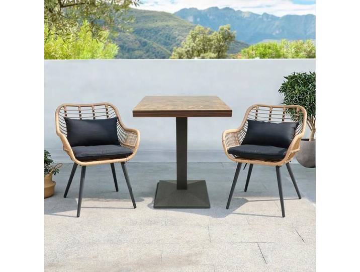 Table Carrée-MENGDA-Style Vintage-60x60x75cm-Convient aux restaurants salons bars-Jusqu'à 120kg-Pied Central