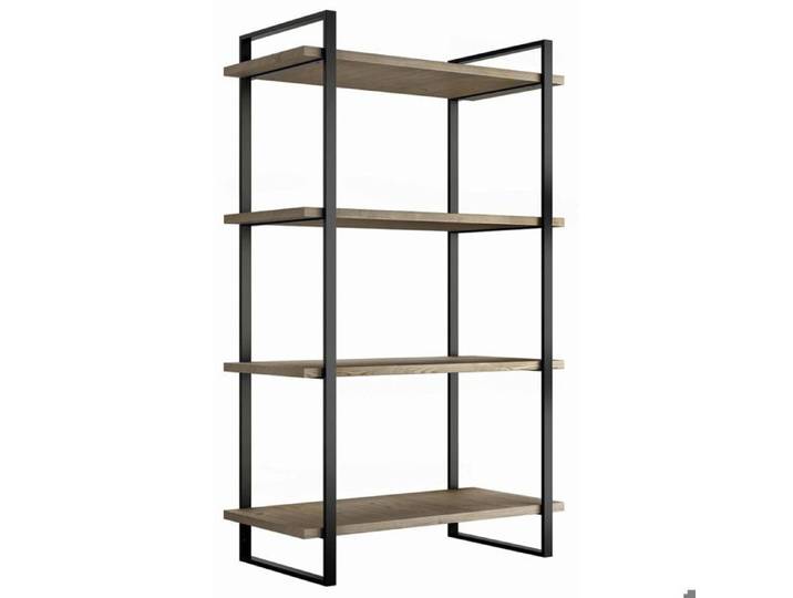 Emuca Kit de Lader kit d'étagères avec cadre et étagères hauteur 1150mm Acier Peint noir et Bois
