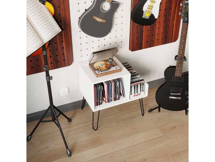 145 disques meuble vinyle avec station de charge support platine et table d'appoint pour salon