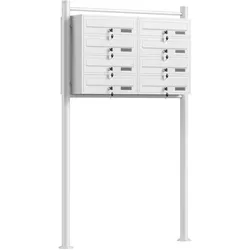 Wiltec, Briefkasten Zubehör, 8er Briefkastenanlage weiss 2x4 Fächer Standbriefkasten Briefkasten Post