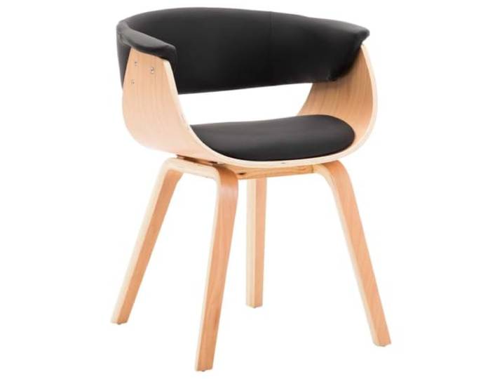 LMTYOENFG Esszimmerstuhl Schwarz Bugholz Kunstleder Polsterstuhl Stuhl Ergonomischer Küchenstuhl mit stabiler Bugholz-Struktur, pflegeleichtem Kunstlederbezug und 110 kg Belastbarkeit.