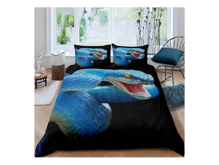LuxusKollektion Kinderbettwäsche Bettwäsche Set 3D Schlange 200x200cm Grün