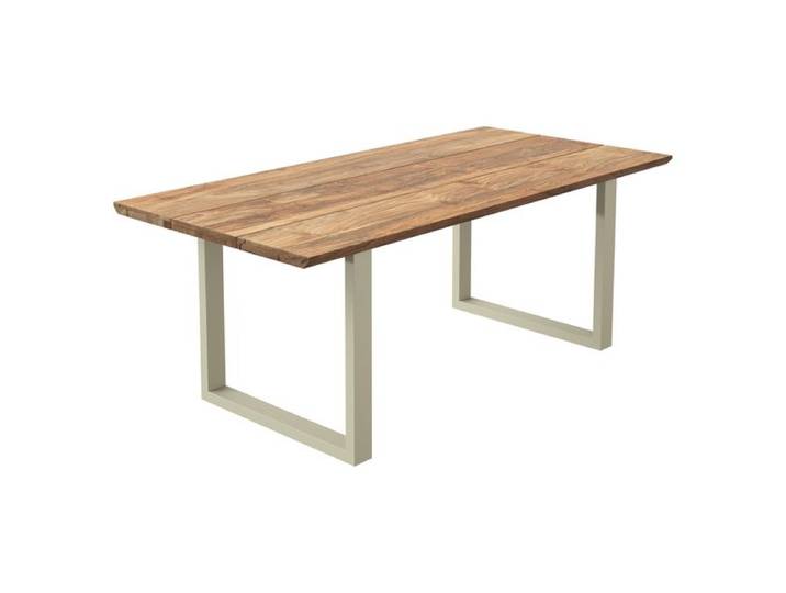 OUTLIV. Negara Gartentisch 200x100cm Edelstahl/Teak recycelt Schweizer Kante Sand