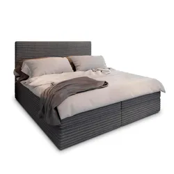 BOXBETT PISA 140x200 cm mit Matratze und Topper - Grau