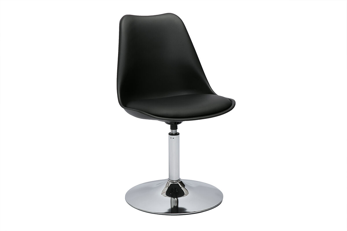 Miliboo Chaise design pivotante noire et métal chromé STEEVY V2