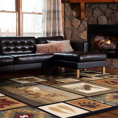 Alise Rugs Natural Lodge Novelty Graphic Indoor Area Rug