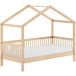 VIPACK VIPACK - Hausbett mit Liegefläche 90x200cm, inkl. Lattenrost, Buche massiv natur