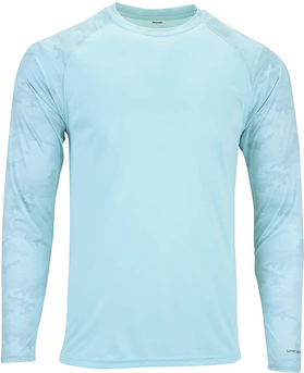 Paragon SM0216 Cayman Performance Camo Colorblocked Long Sleeve T-Shirt in Aqua Blue size 2XL   Microfiber polyester 216