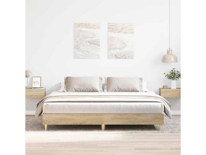 Lit Double Adulte Cadre de lit - SOLOMON - chêne s Cadre de lit sans matelas chêne sonoma 180x200cm ( 9933955)