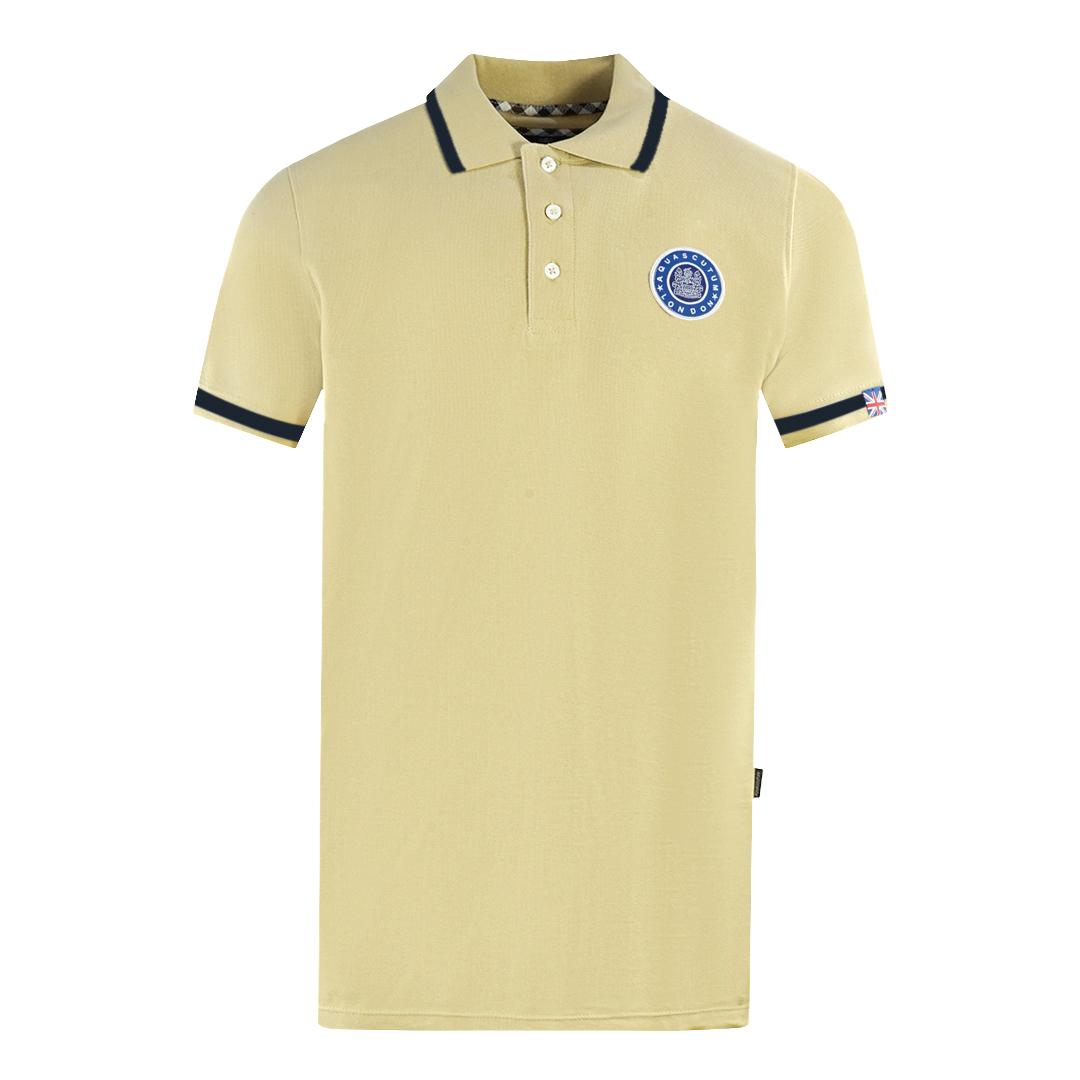 Aquascutum London Gesticktes Abzeichen Beige Polo-Shirt