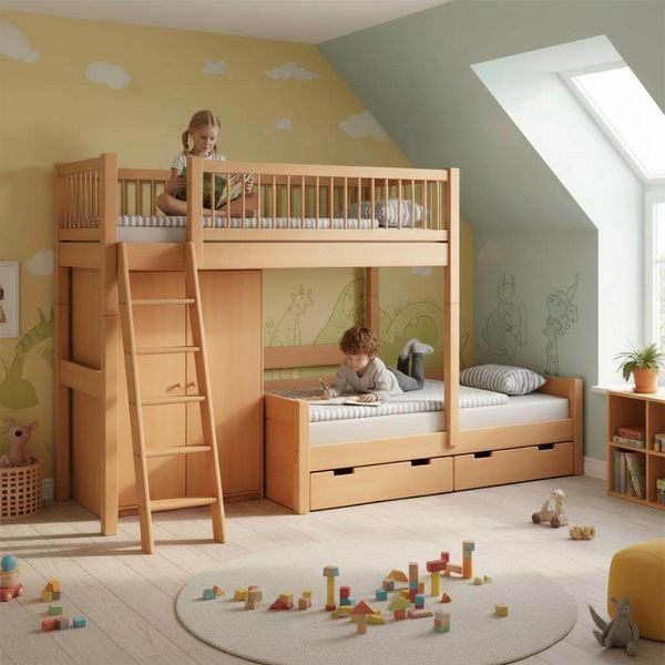 Etagenbett Dachschräge Nele – Buche