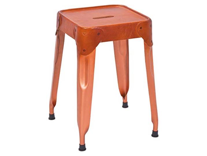 Inter Link - 4er-Set Hocker - Kupfermetall - Ledersitz - Reema
