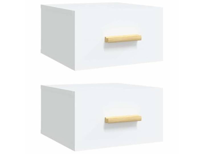 Fisinber Wand-Nachttische 2er Set Weiß 35x35x20 cm Hänge-Nachttisch Platzsparende schwimmende Nachttische aus Holzwerkstoff für das Schlafzimmer mit praktischem Ablagefach im 2er-Set.