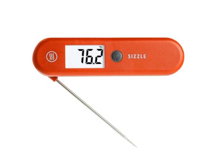 ThermoWorks Sizzle Digitales Fleischthermometer Sofortiges Ablesen in 2 Sekunden, Wasserdicht, Faltbare Sonde Mit Magnetischer Rückseite, Automatisch Rotierendes Display Hintergrundbeleuchtung