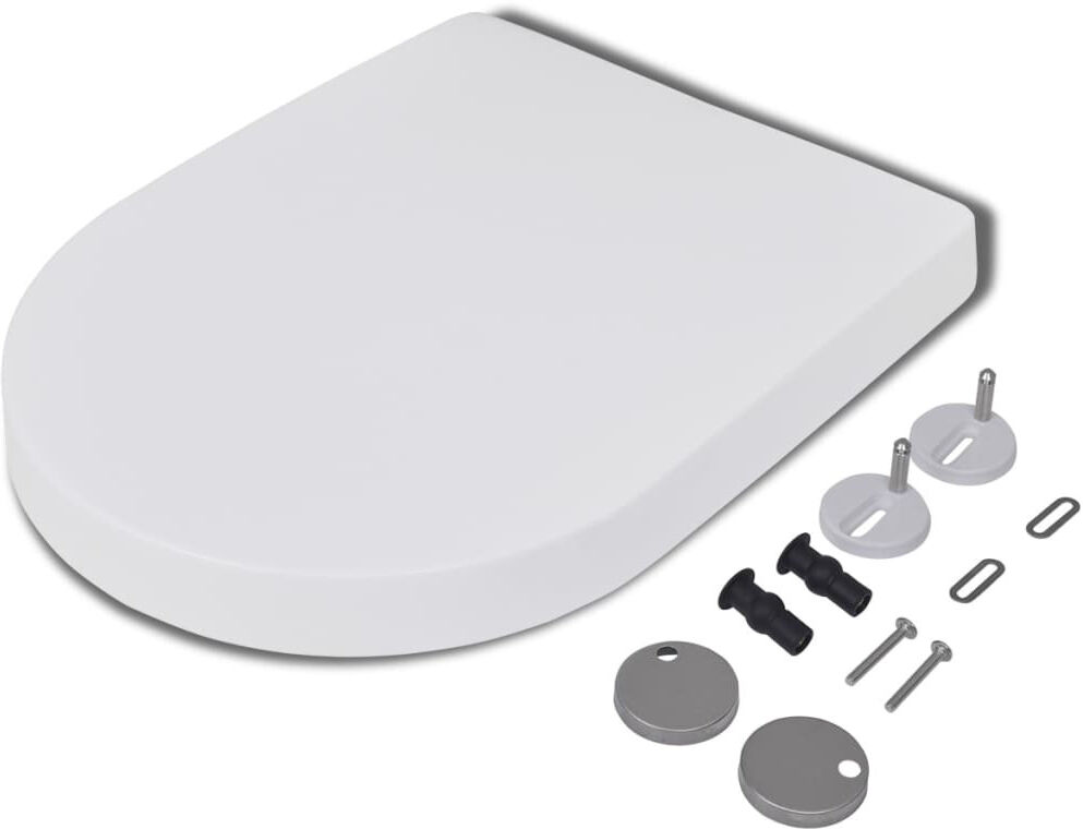 Belfry Bathroom Dunnygarran Soft Close D Shaped Standard Toilet Seat White 36.5cm W X 46cm D