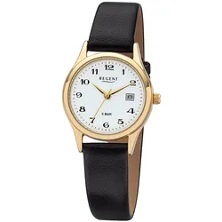 Regent F-835 Damenuhr Goldfarben mit Lederband