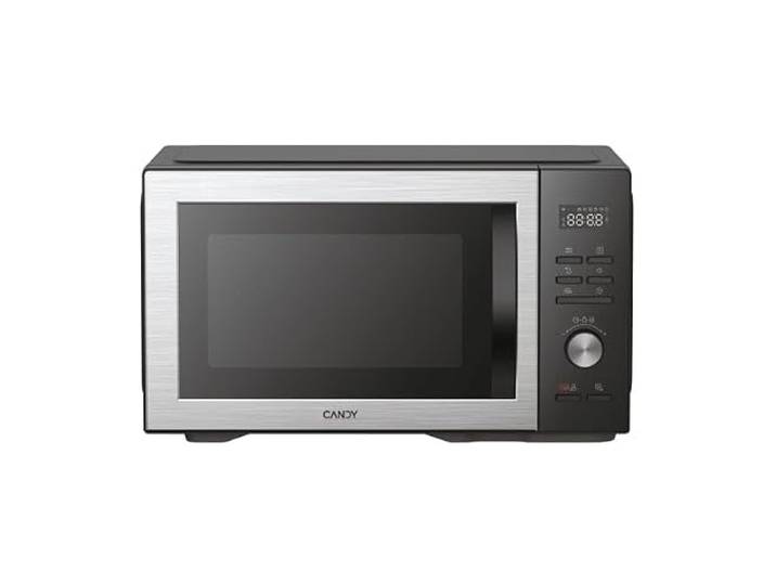 Candy Essenza CMWA32EDLB Mikrowelle, 1000 W, 32 l, digital, Auftaufunktion, automatische Reinigung, Vertiefung aus Edelstahl, Drehplatte, 5 Leistungsstufen, 8 automatische Menüs, Schnellkochen