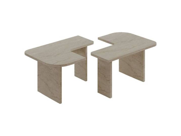 CALICOSY - Lot de 2 tables basses L90 cm - ADEL - Travertin