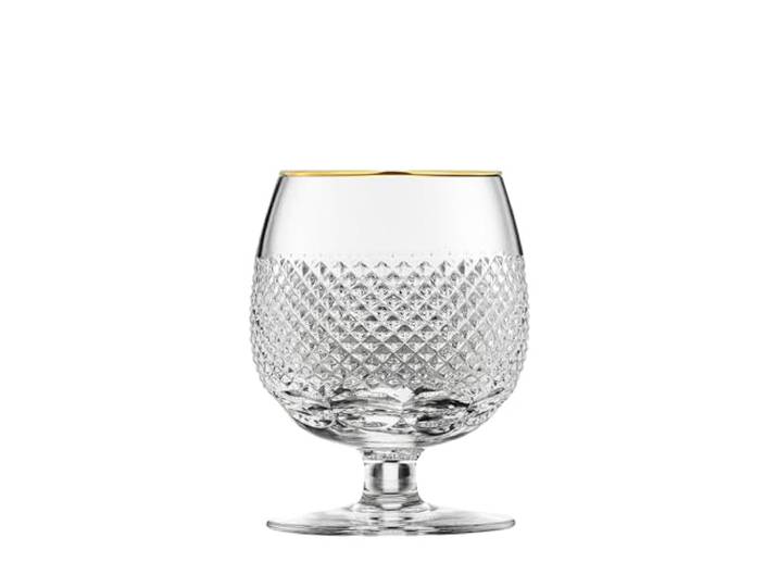 ARNSTADT KRISTALL Cognac Glas Oxford Gold clear (10,6 cm) - Kristallglas mundgeblasen · handgeschliffen · 24 Karat Goldrand