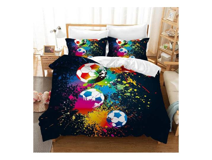 LuxusKollektion Kinderbettwäsche Fußball Bettwäsche 200x200cm 3D Mikrofaser