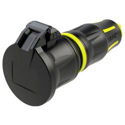 SiRoX® Profi Schutzkontakt-Kupplung mit Klappdeckel, Vollgummi, IP54, schwarz/gelb 802.511.05