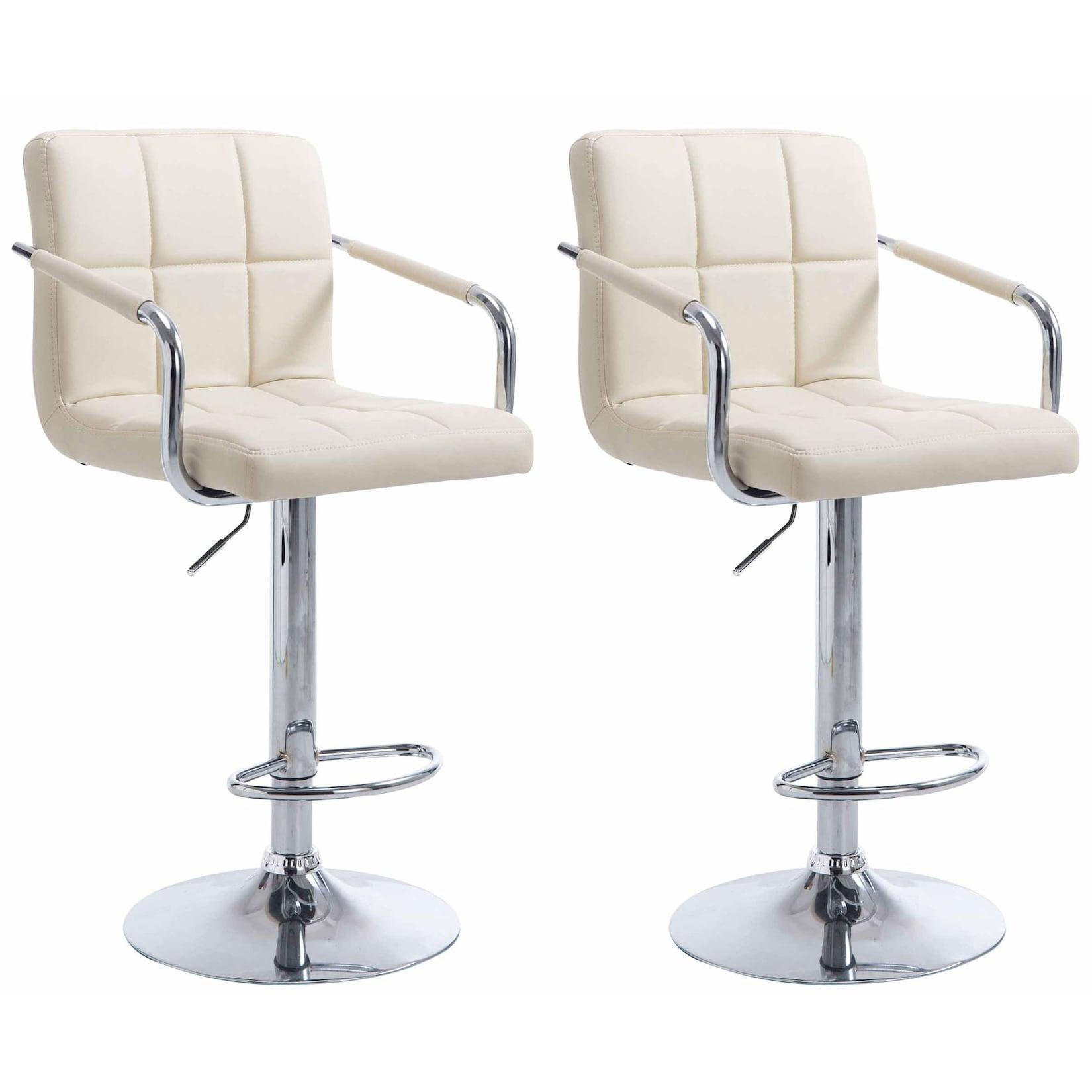 CLP 2er Set Barhocker Lucy V2 chrom - Farbe: creme, Gestellfarbe: chrom