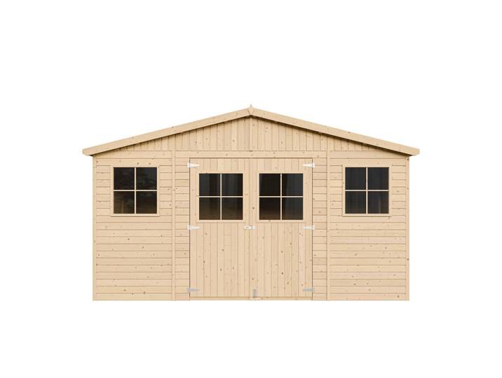 Timbela Holz-Gartenhaus H246 x 418 x 320 cm/ 12 m², Beige, Holz, 418x246x320 cm, Gartenzubehör, Gartenhäuser & Gewächshäuser