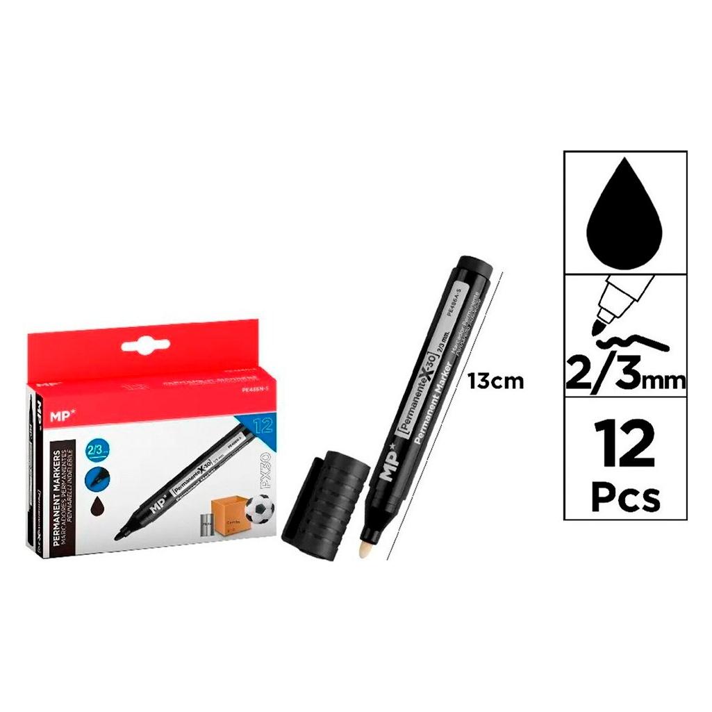 MP Schwarzer Permanentmarker, px30, 12 Stück, Blisterverpackung (12x) (57528594)