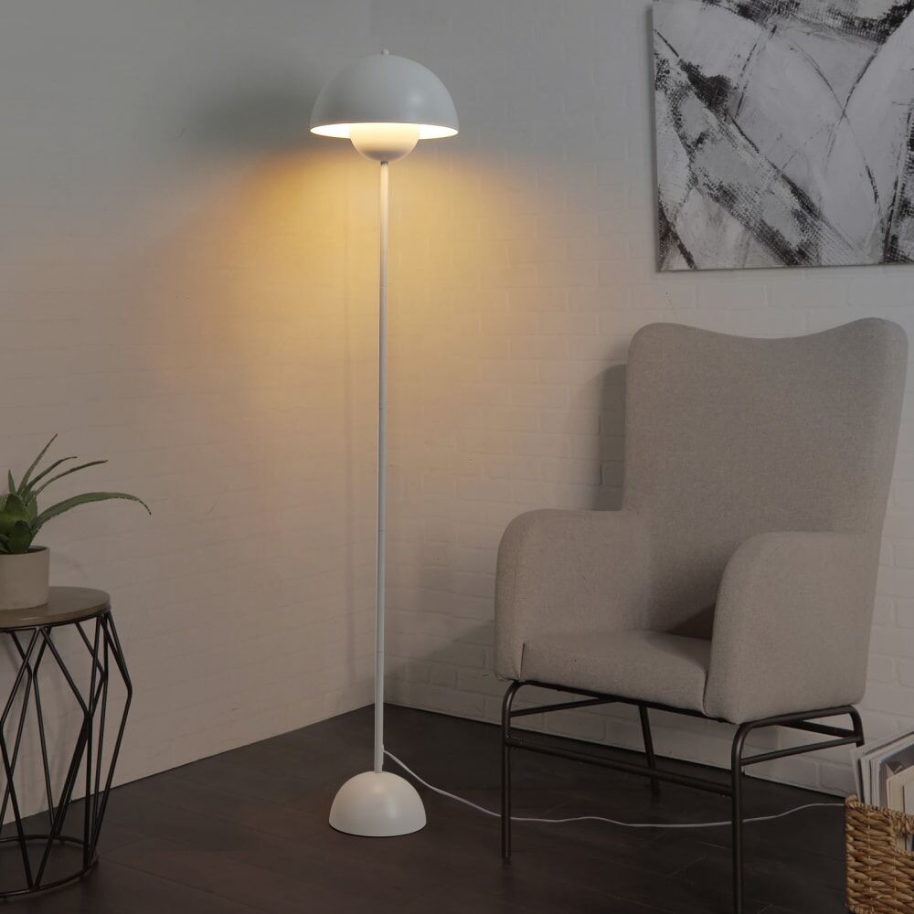 Alpinaluz Lampadaire forme champignon métal blanc, H160 cm Blanc 20x157x30cm
