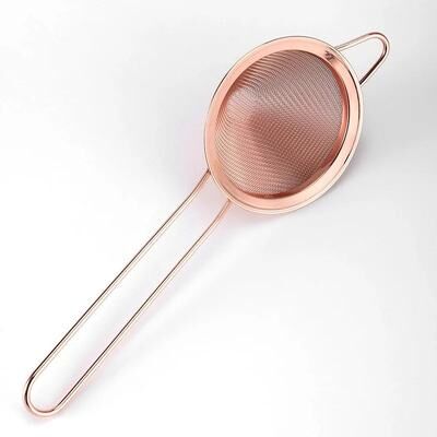 Uplift Essentials Stainless Steel Fine Mesh Strainer With Long Handle rose Gold